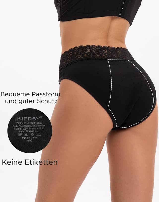 Thumbnail 6 de INNERSY Periodenunterwäsche Spitzen Slip 3er Pack