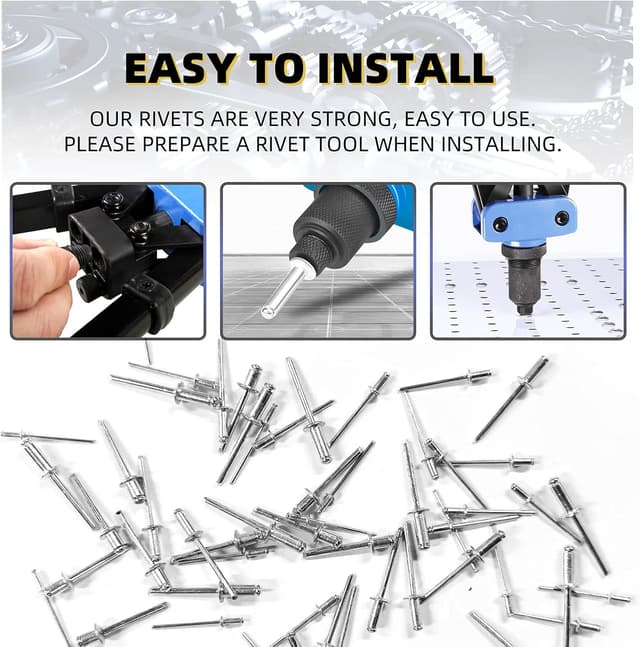 Detalle de CCLIFE 1000 rivetti ciechi in alluminio assortiti (2,4 / 3,2 / 4 / 4,8) per giunzioni rapide