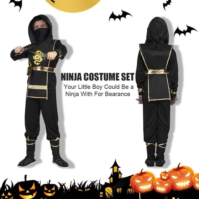 Detalle de AOOWU Vestito Ninja Bambino con accessori per Halloween e Carnevale
