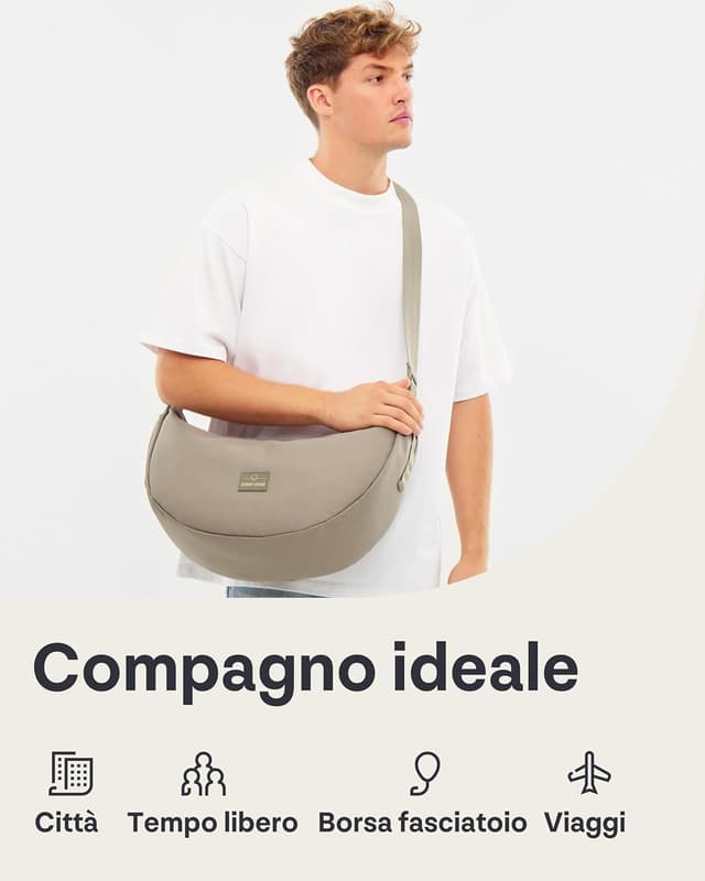 Thumbnail 6 de Johnny Urban Ally Large Borsa a Tracolla Donna e Uomo Grigio: mezzaluna crossbody idrorepellente