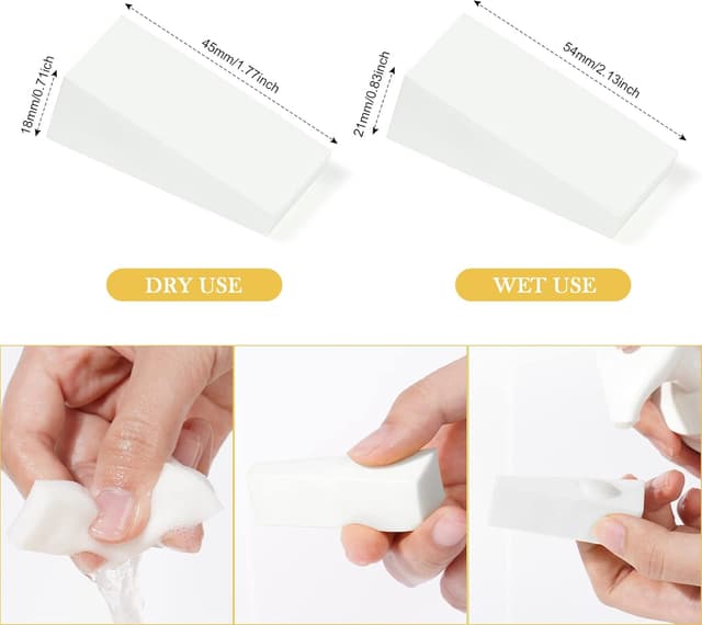 Detalle de AUAUY spugne triangolari per trucco, 48 pezzi non in lattice, accessorio monouso per fondotinta e fard (bianco)