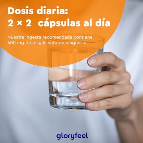 Detalle 2 de Gloryfeel Glicinato de Magnesio (bisglicinato) 240 cápsulas, 400 mg de magnesio elemental/día