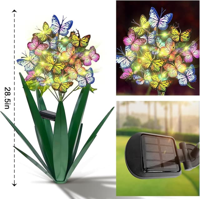 Thumbnail 1 de Homight Solar Metal Agave Butterfly Flower Stick 3-pack ๐ผ