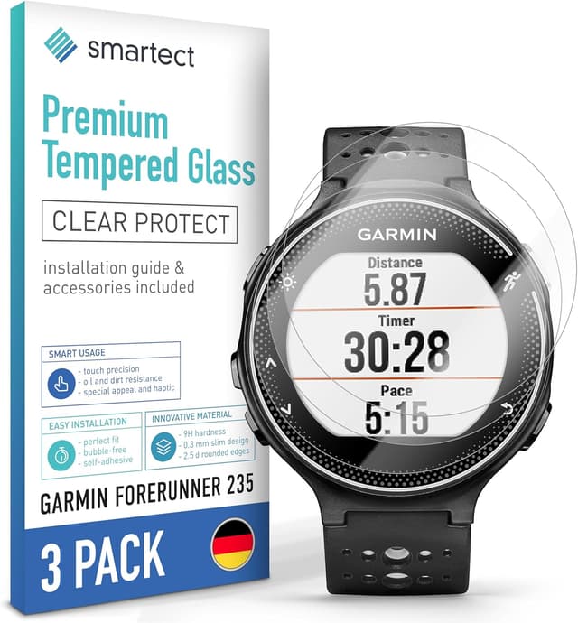Detalle de Smartect Glass Screen Protector (3-Pack, Ultra-Clear) for Garmin Forerunner 235