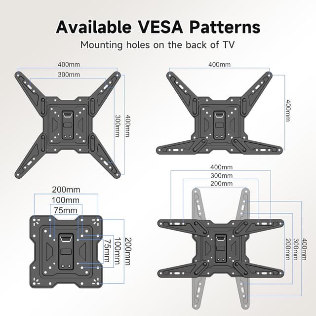 Thumbnail 6 de XINLEI MAP3L TV Wall Bracket (Tilt Swivel) for 26–70 inch screens, up to 45kg, max VESA 400×400