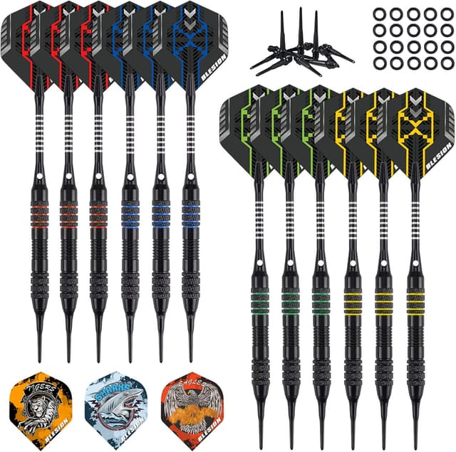 Detalle 2 de Elektronische Dartscheibe mit LED-Display, 12 Pfeilen und 27 Spielen – Elektronische Dartboard für bis zu 16 Spieler