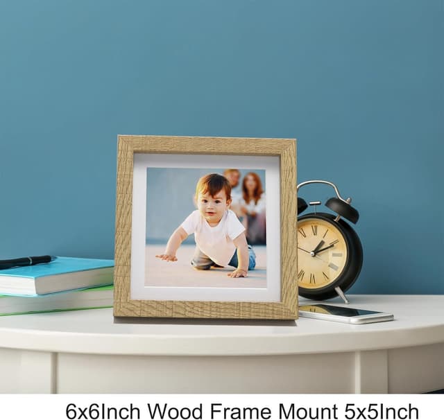 Detalle 2 de YiPinYin 6x6" (15x15cm) Square Wood Photo Frames Set of 3 with Acid Free Mount