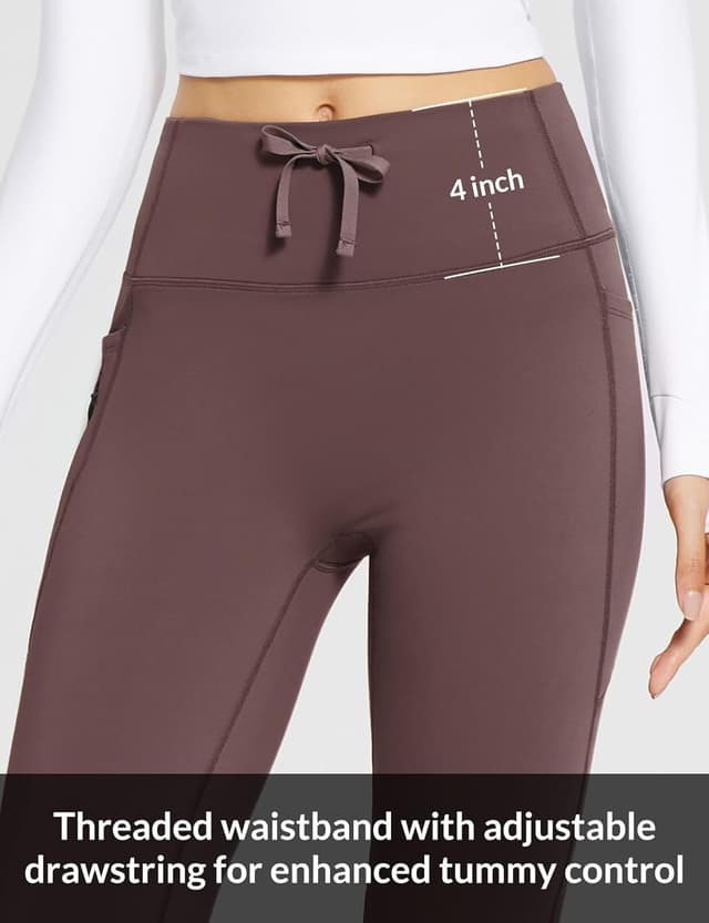 Detalle de baleaf Women’s Thermal Flared Leggings Fleece Lined Yoga Pants with 4 Pockets