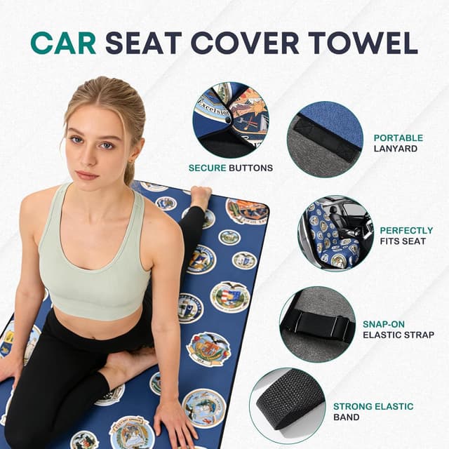 Detalle 2 de FLORICH Microfiber Towel Seat Covers for Cars — universal non-slip workout & swim sweat cover