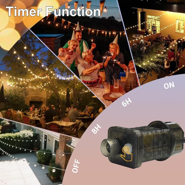 Detalle de Avoalre catena luminosa da esterno con 8 modalità e timer, 15+2 lucine G40 IP44