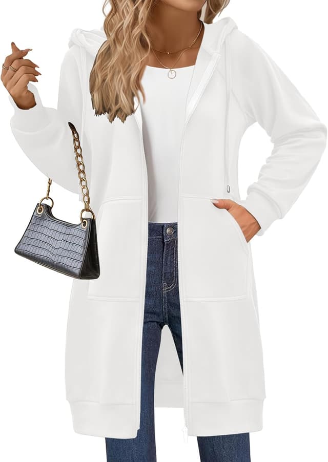 Detalle 2 de Zeagoo Women’s Zip Up Longline Hoodie Tunic Sweatshirt with Pockets