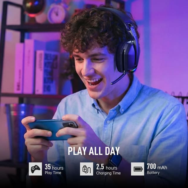 Detalle de EKSA wireless gaming headset, 35H battery