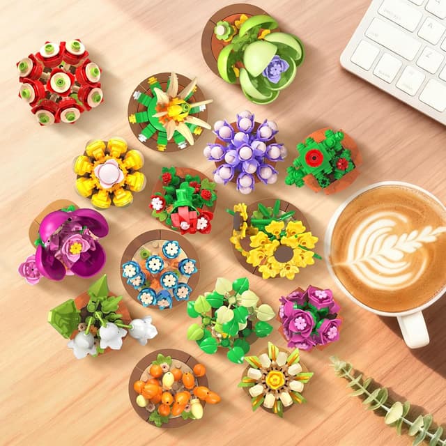 Thumbnail 6 de HOGOKIDS 15 Pack Flowers & Succulents Mini Building Set (1314PCS) – 3.6mm Plant-Themed Brick Toys for Ages 6+