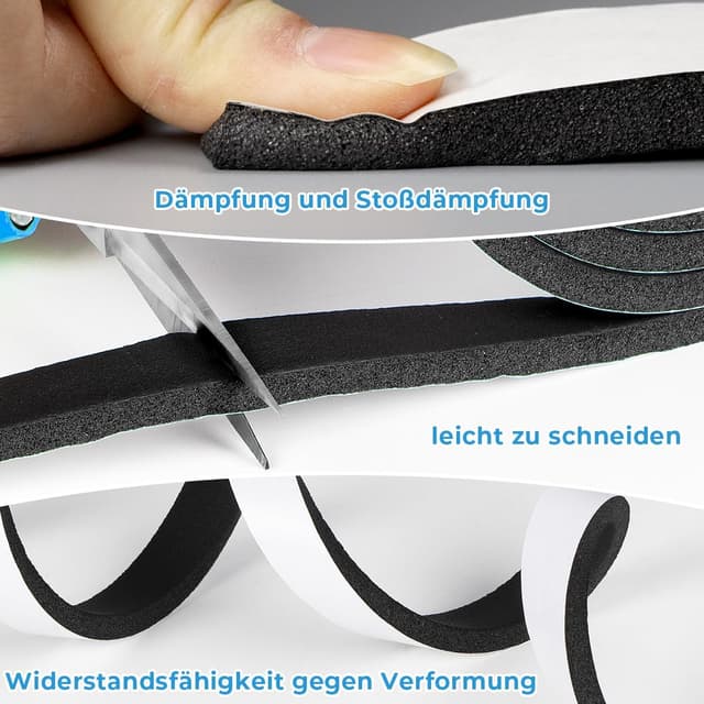 Detalle de Storystore Bande d’étanchéité autocollante en mousse (25 mm) pour portes et fenêtres – longueur totale 5 m