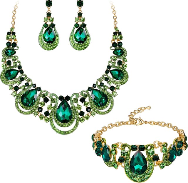 Detalle de Parure Clearine mariage “Fastueux diamanté” : collier plastron, boucles pendantes, bracelet (ensemble)