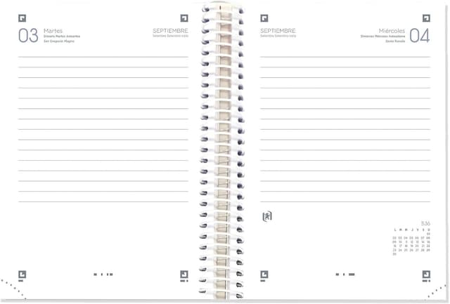 Detalle 2 de Oxford Touch Agenda 2025/2026 – agenda scolaire 1 jour par page, couverture extra rigide, 12 x 18 cm, espagnol (vert glace menthe)