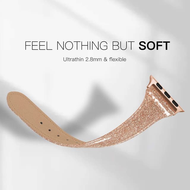 Detalle 2 de PARMPH slim genuine leather Apple Watch strap (compatible with 38mm, 40mm, 41mm & 42mm, Series 10–1)