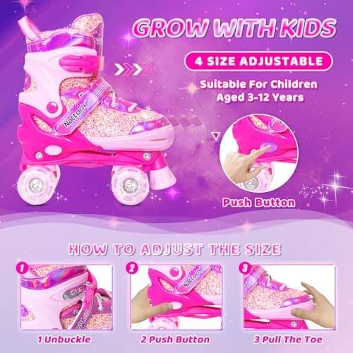 Thumbnail 2 de Nattork Kids Adjustable Roller Skates, 4 Sizes ⛸