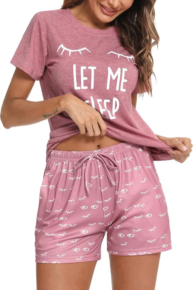 Detalle de Uniexcosm Schlafanzug Damen Kurz Baumwolle