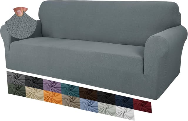 Detalle de MAXIJIN Creative Jacquard – housse de canapé extra large antidérapante (3 ou 4 places), gris clair