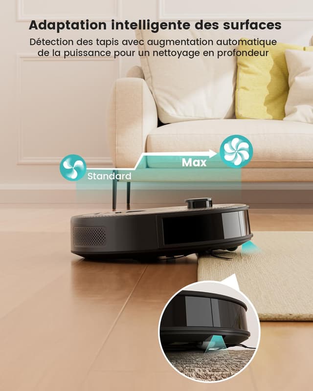 Detalle de Lefant M330 Pro Robot aspirateur laveur 3-en-1 avec navigation dToF et zones virtuelles
