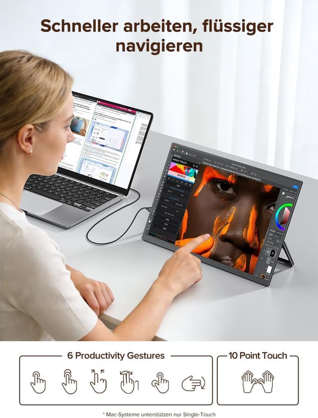 Detalle de Newsoul Portable Monitor Touchscreen (15,6 Zoll, IPS, 1080P) für USB-C & Mini-HDMI