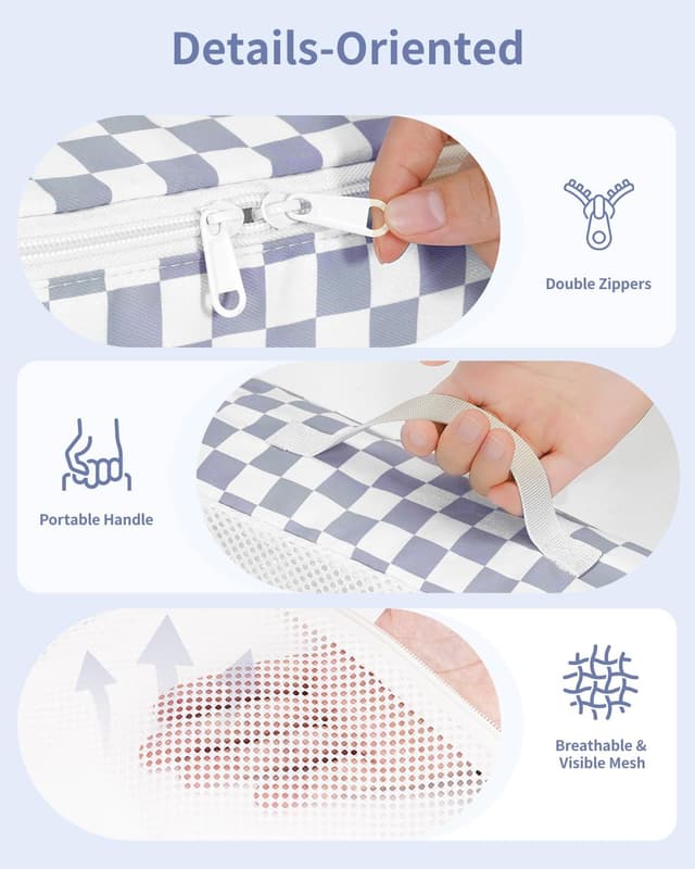 Detalle de Narwey 7-teilige Koffer-Organizer Set (Checker Graublau) für Handgepäck & Rucksack