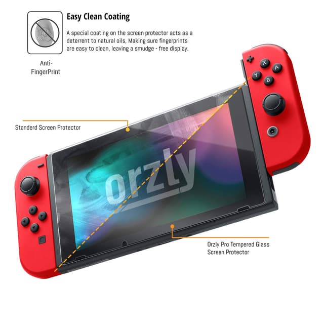 Thumbnail 6 de Orzly Premium Tempered Glass Screen Protectors Twin Pack for Nintendo Switch (0.24mm, 2-Pack)