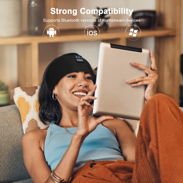 Detalle 2 de LC-dolida Sleep Headphones Headband (Bluetooth 5.4) — 3-in-1 sleep mask + wireless earphones with USB-C charging