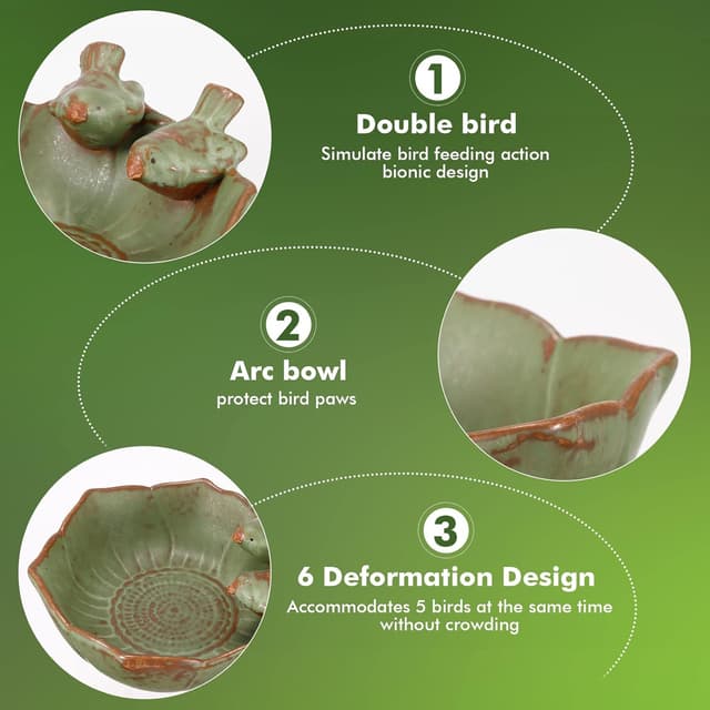 Detalle 2 de SUNJULY bird bath bowl 16 cm retro feeder