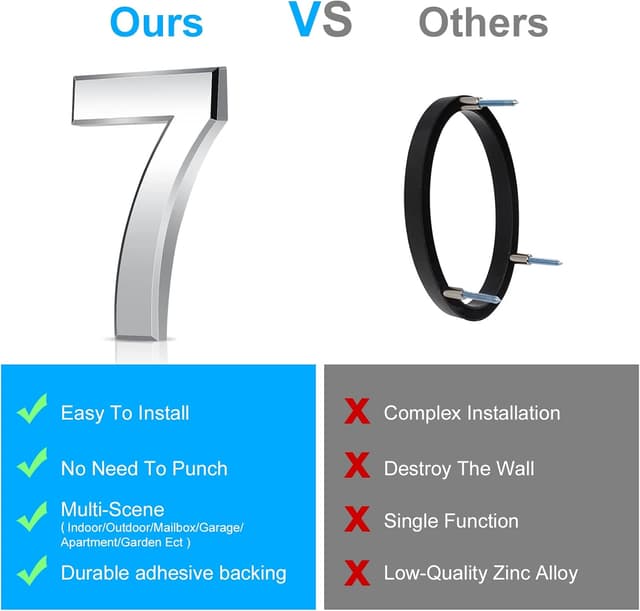 Detalle de Vicloon numero civico 3D in ABS acrilico da 7,5 cm (a incollaggio, finitura oro)