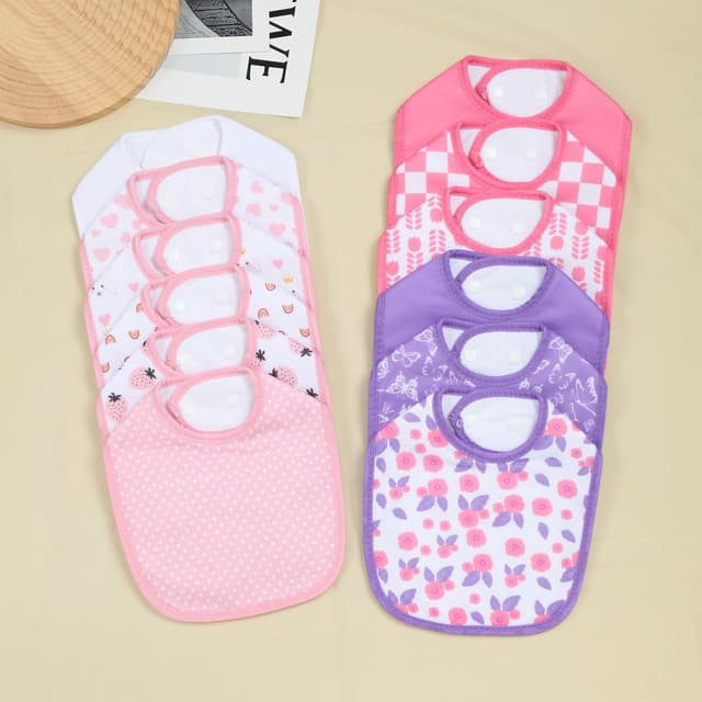 Detalle de Hakochia Waterproof Baby Bibs for Newborns (0–12 Months) – 10 Pack, Soft 4-Layer Cotton Bandana Bibs