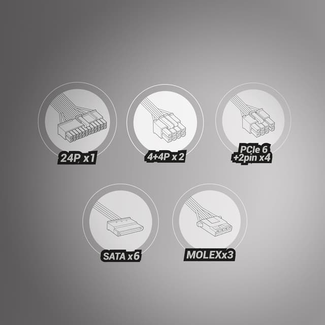 Detalle de Tacens RADIX VII AG 800M alimentatore modulare ATX 800W 80Plus Silver con garanzia 10 anni