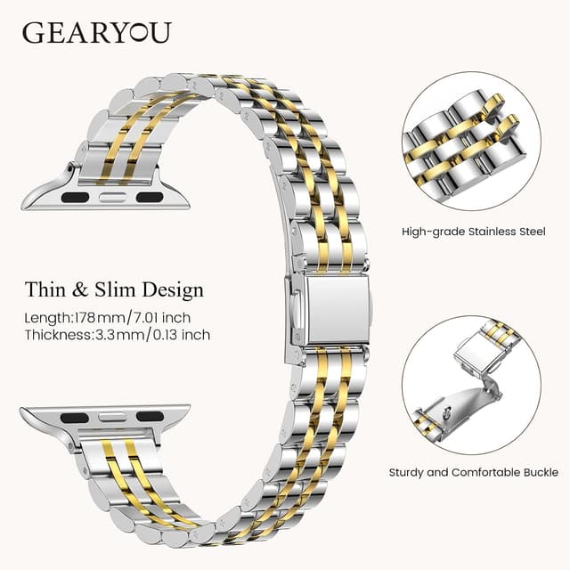 Detalle de GEARYOU metal Apple Watch strap 40mm