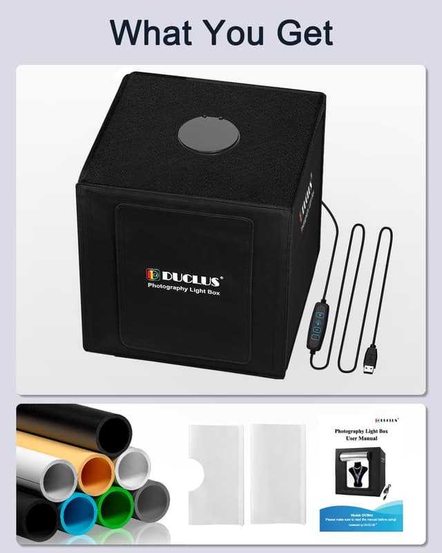 Thumbnail 6 de DUCLUS Light Box Photography 40cm (16" x 16") with 160 LEDs and 8 Backdrops for Product Photos