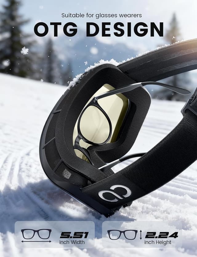 Detalle 2 de Lamicall Ski Goggles with HD anti-fog double-lens, UV400 protection and wide OTG fit (Cat 3)