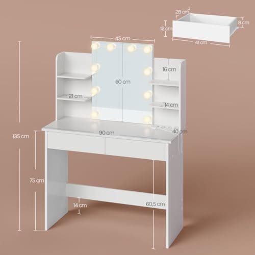 Detalle de WOLTU Tocador de Maquillaje con Luz y Espejo 💄