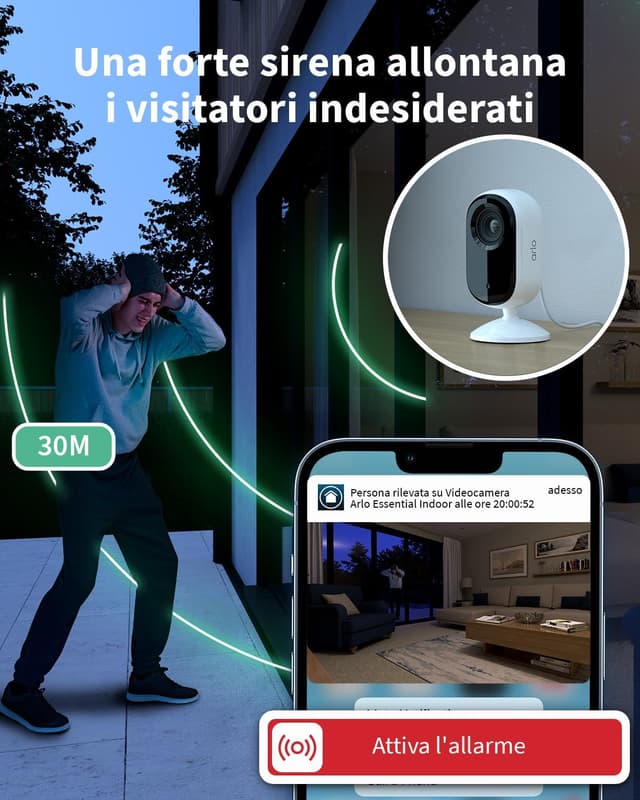 Thumbnail 5 de Arlo Essential 2 Indoor 2K Telecamera per Interni