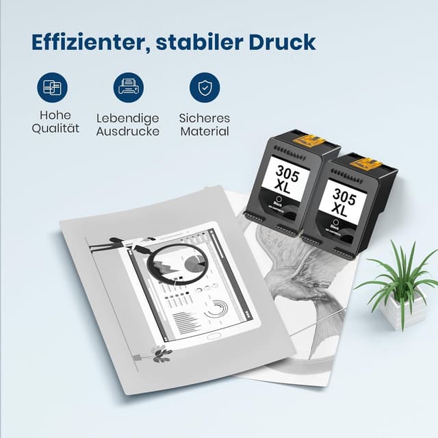 Detalle de 305XL Schwarz Druckerpatronen Ersatz (2er Schwarz) für HP 305XL – kompatibel für DeskJet & Envy