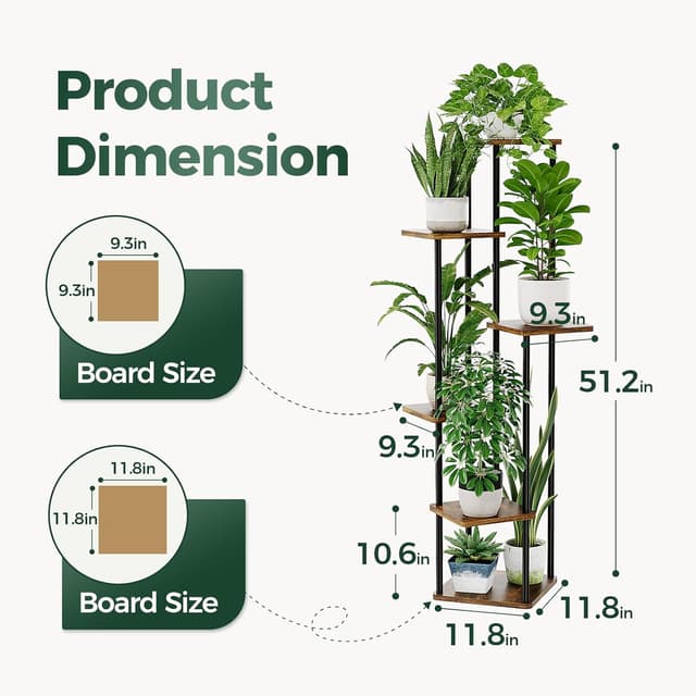 Thumbnail 4 de Bamworld 6-Tier Tall Metal Plant Stand for Corner