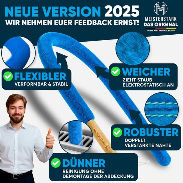 Detalle de DIE ORIGINAL Heizungsbürste lang 115 cm Heizkörperbürste