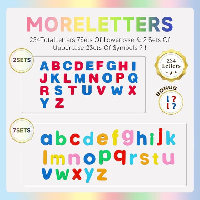 Detalle 2 de Magnetic Letters ABC Alphabet Magnets (238-Piece Set) for Toddlers and Preschool Learning