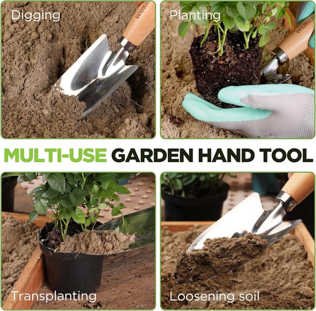 Thumbnail 6 de WORKPRO WORKPO Paletta da giardino piccola da 28 cm in acciaio inox, con manico in legno