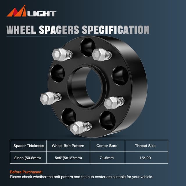 Thumbnail 1 de Nilight 2" 5x5.5 Wheel Spacers 71.5mm