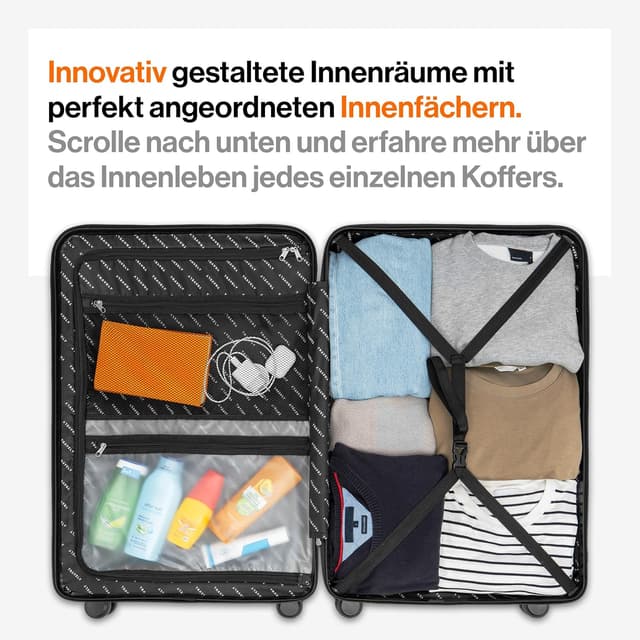Detalle 2 de Travely Polycarbonat Koffer Set (77 cm, 67 cm & Handgepäck) mit TSA-Schloss