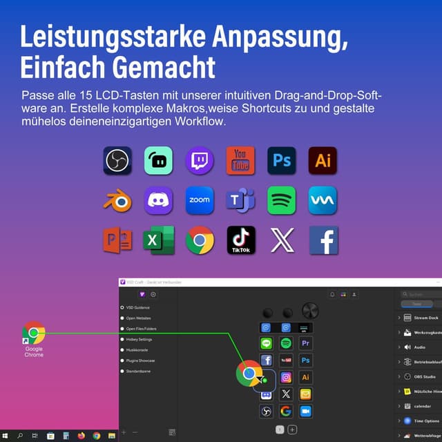 Detalle de TreasLin Treaslin N1 3-in-1 Stream Controller Deck (LCD-Macro-Keypad, Numpad & Rechner) – Profi-Setup für Streaming und Produktivität, Schwarz