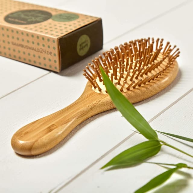 Detalle de bambuswald© Brosse à cheveux durable 100% bambou à poils naturels antistatiques
