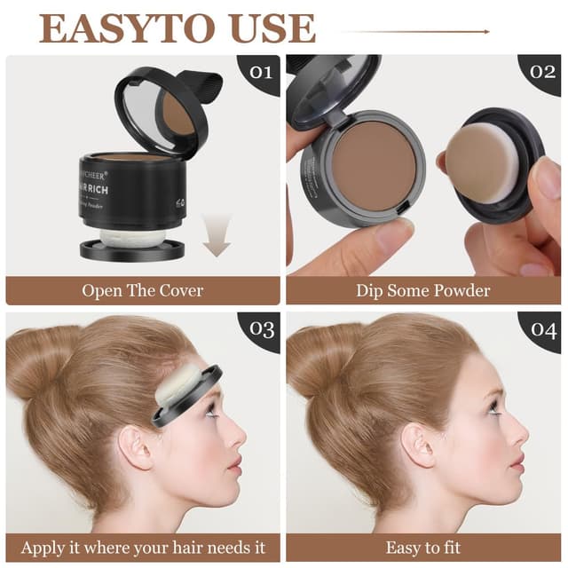 Detalle de LOPHE Ansatzpuder für Männer & Frauen (10# rötlich braun) – Haarverdichtungs-Ansatzconcealer zum Auffüllen dünner Haare