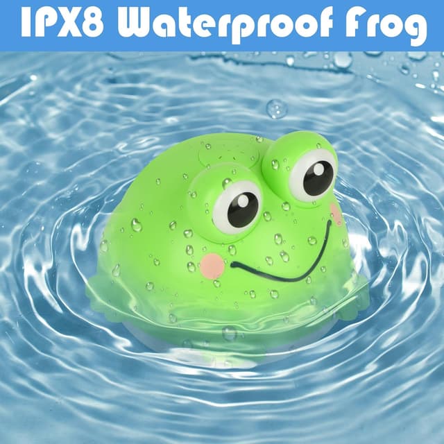 Detalle de Withosent Frosch-Badewannenspielzeug mit automatischem Wasserspray und LED-Licht (wiederaufladbar, IPX8)