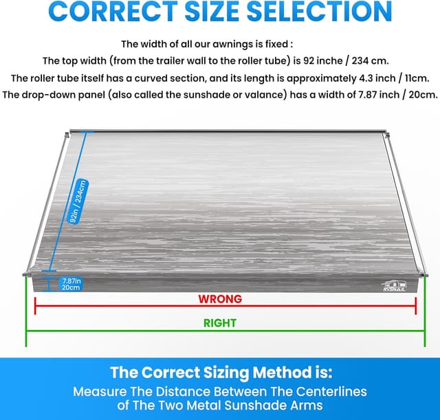 Detalle 2 de RVSNAIL RV Awning Fabric Replacement (20'2"), 19.5oz Heavy-Duty Vinyl Canopy Fabric